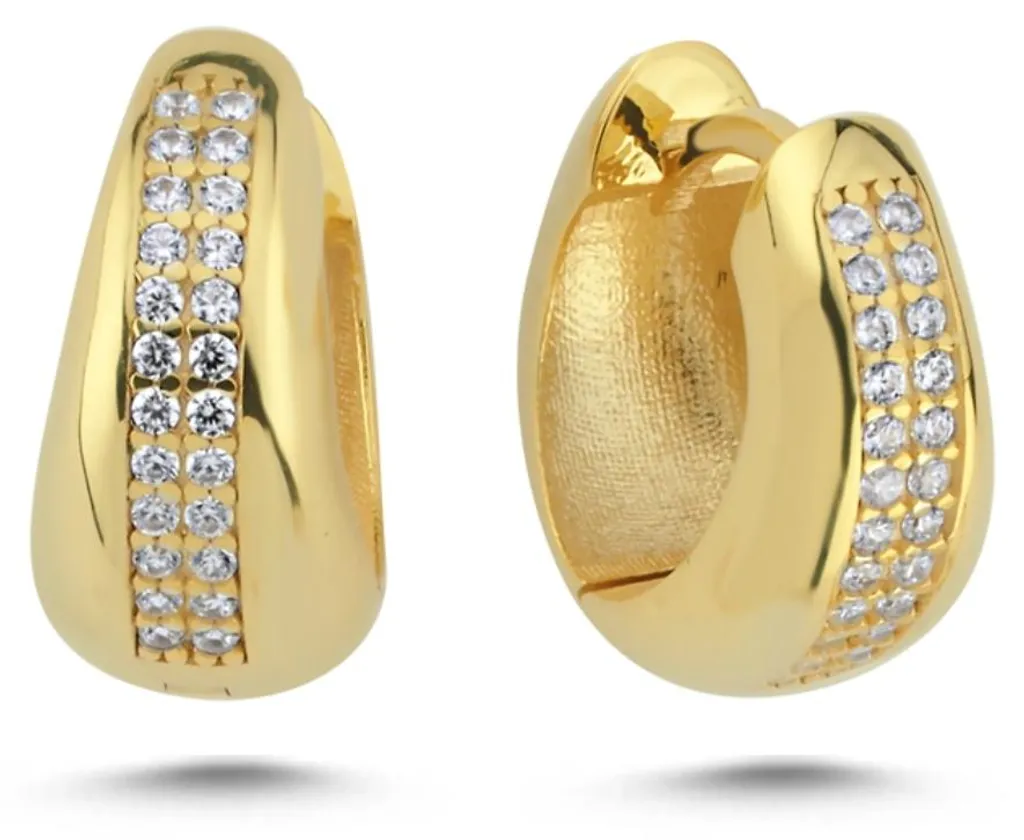 Créoles femme argent doré zircons : le bijou idéal pour soirée et bureau