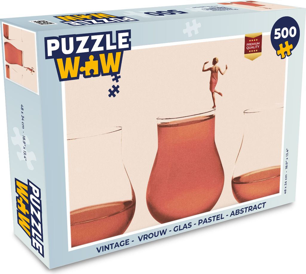 MuchoWow Puzzle 500 Teile Vintage - Frau - Glas - Pastell - Abstrakt - 500 Teile - Kinder - Selberbauen - Puzzlespiele