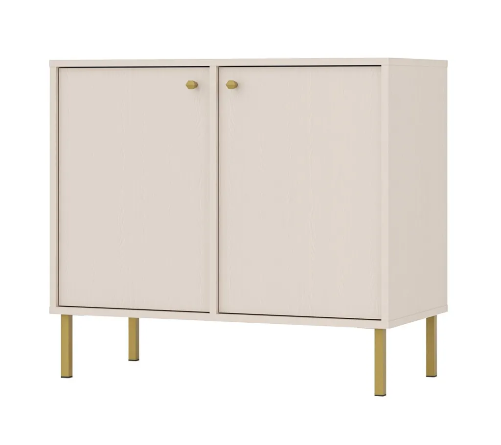 Petite commode IROS 2 beige et or - Solution pour ranger un espace réduit