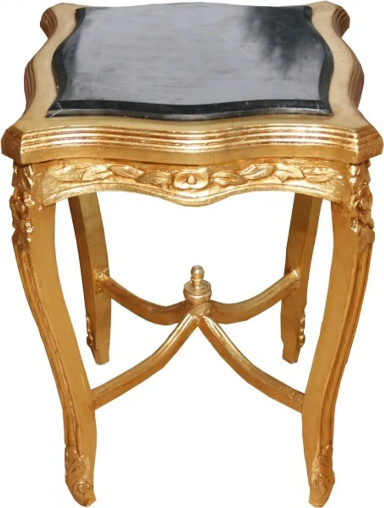 Bout de canapé baroque en marbre or pour salon chic et luxueux 62x43cm