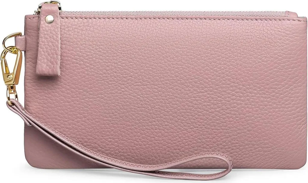 SENDEFN Sac à main pour femmes en cuir véritable rose foncé avec RFID