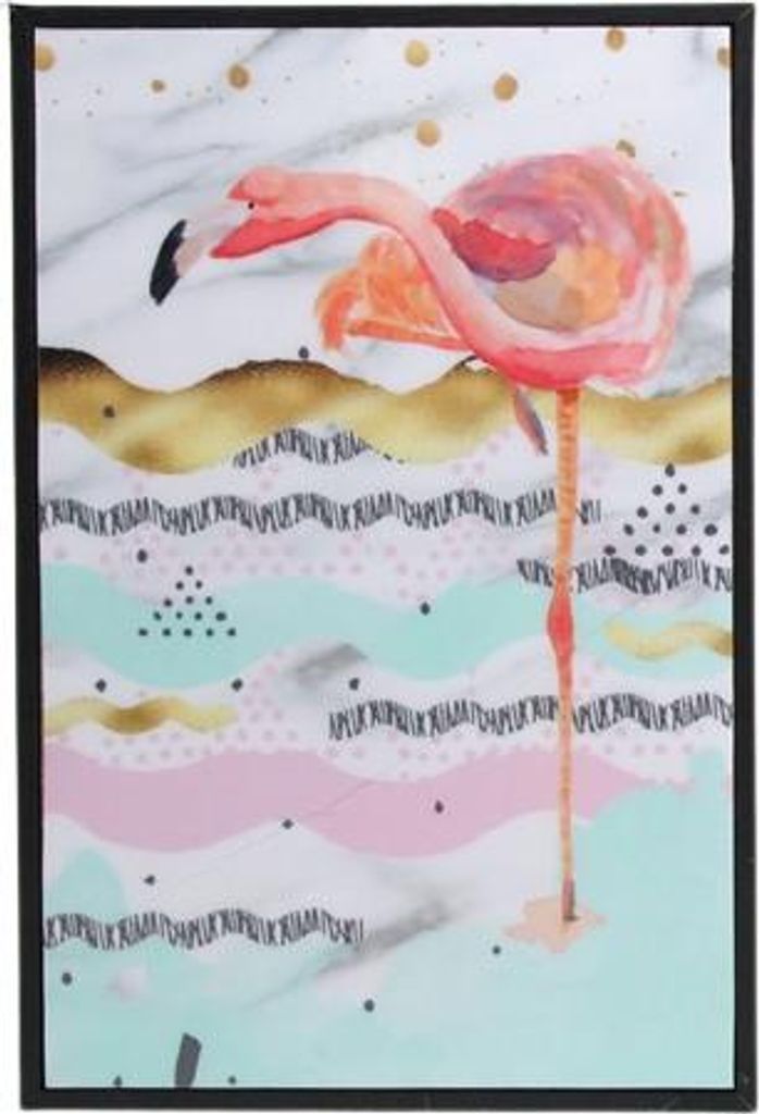 Flamingo Bild Gerahmt 20x30cm - Tropische Wanddeko Wohnzimmer Schlafzimmer Holzrahmen