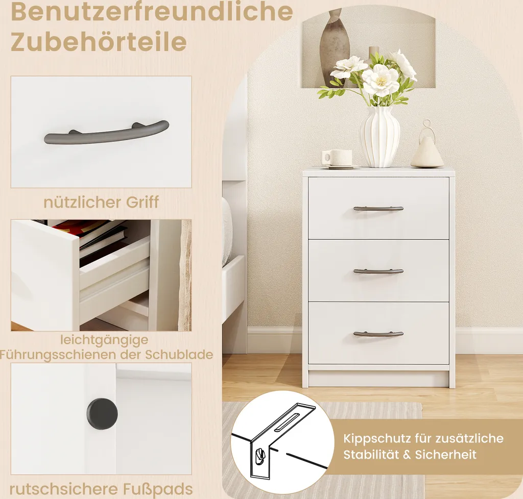 Table de nuit pour boxspring et table d'appoint de canapé blanche