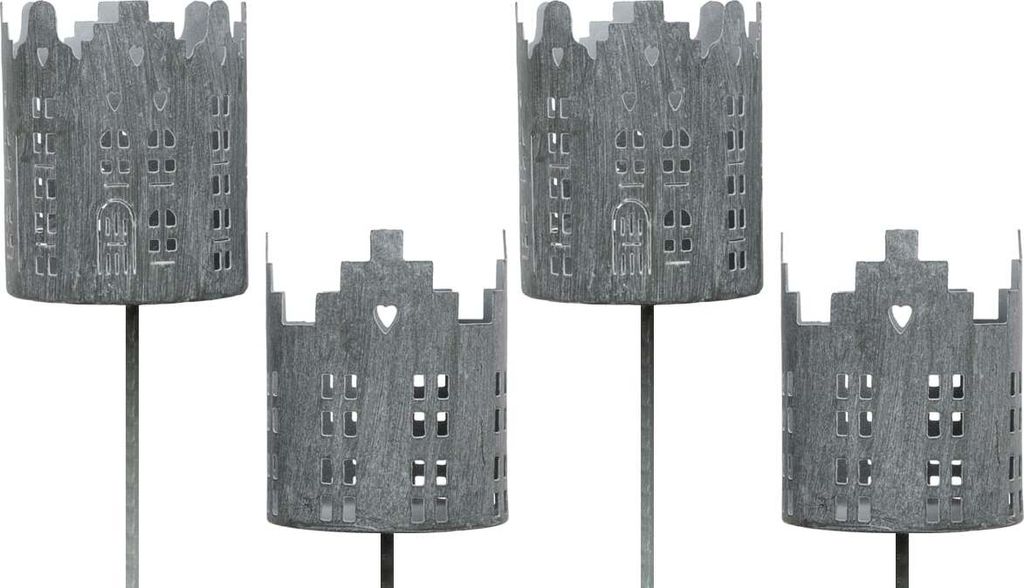 Kerzenhalter 4er Set Metall Kerzen-Stecker grau Ø 8 x 10 cm Produktbild 