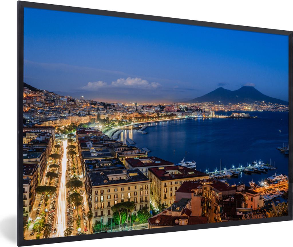 MuchoWow MuchoWow Gerahmtes Poster Architektur - Vulkan - Nacht - Italien 60x40 cm - Poster mit zchwarzem Bilderrahmen - Printing - Wanddeko Sc...