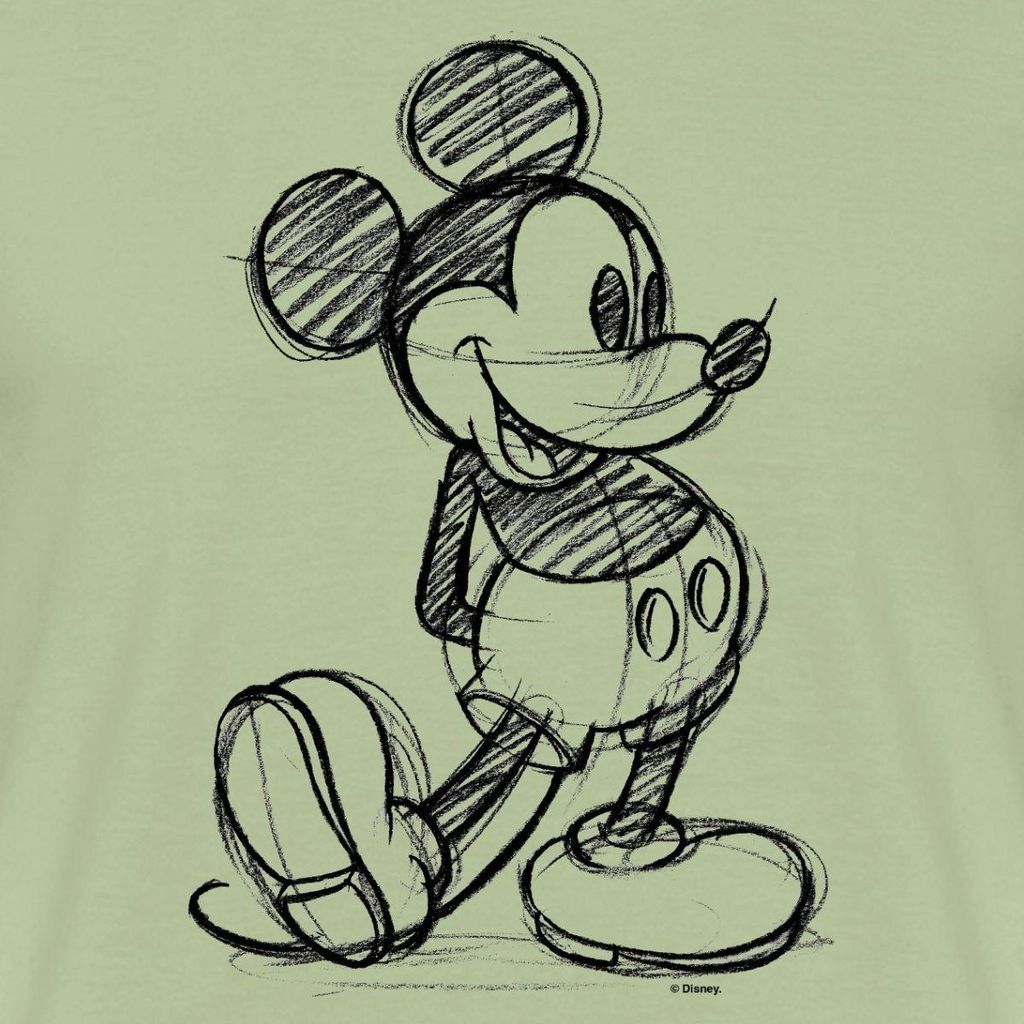 Mickey & Minnie Zeichnung Männer T-Shirt, 3XL, Sage