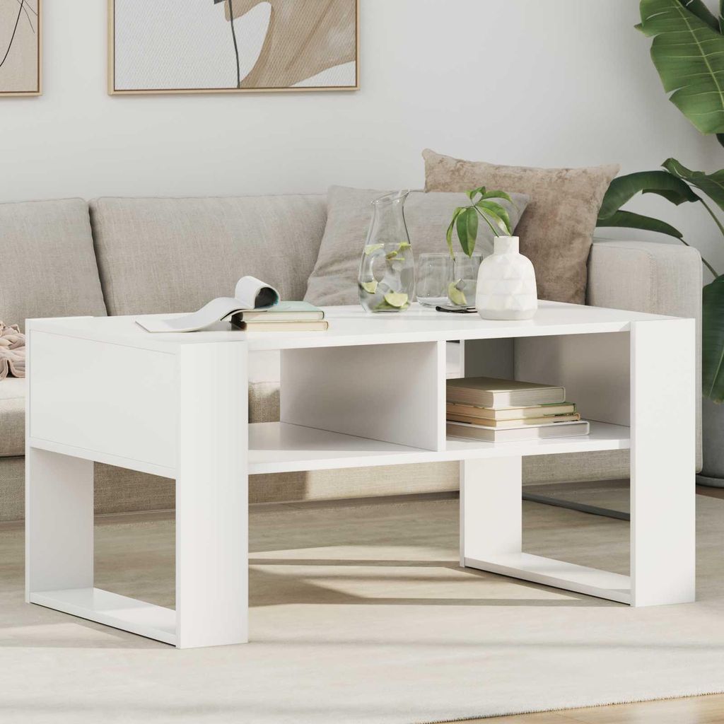 Maison Exclusive - Couchtisch mit Speicher Weiß 92 x 53 x 45 cm Holzwerkstoff