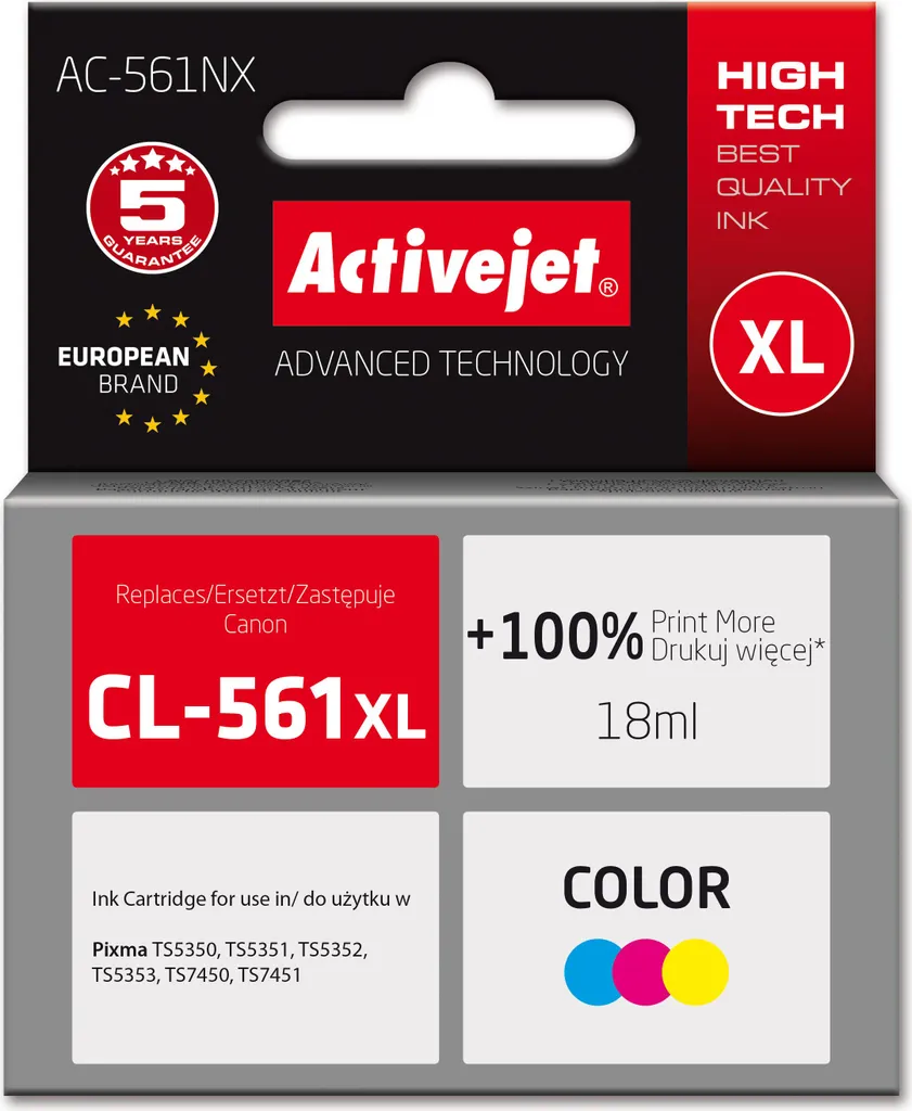 Encre couleur Supreme Activejet AC-561NX 18ml remplace Canon CL-561XL