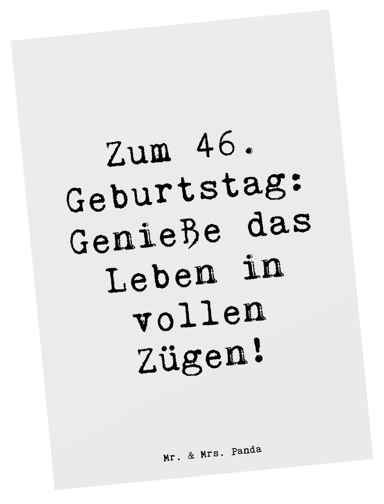 Mr. & Mrs. Panda Postkarte Spruch 46. Geburtstag Lebensfreude - Weiß - Geschenk, Postkarten, Fotokarte, Ansichtskarte, Alter, Geburtstagsgeschenk,...