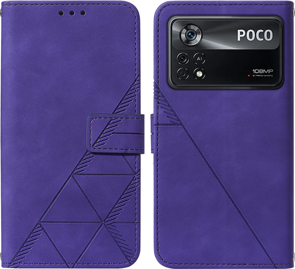 Custodia Protettiva Xiaomi Poco X4 Pro 5G Wallet: Pelle Viola Shockproof