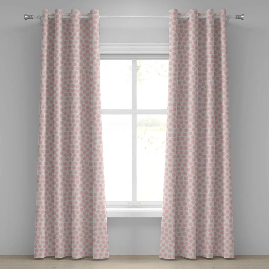 Rideau à motifs rétro dessinés à la main 280x175cm coloris blush et coco