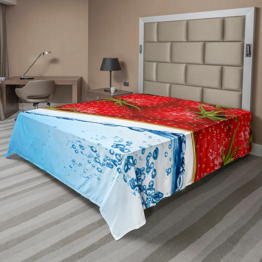 ABAKUHAUS Drap de Lit Fraise 275x260 cm en Microfibre Douce Bleu Bébé