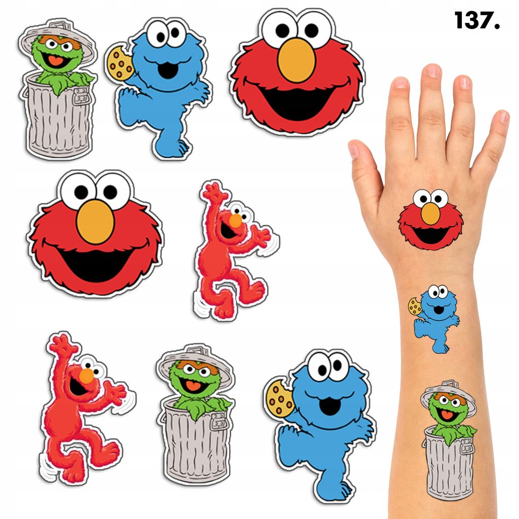 Temporäre Tattoos für Kinder, Sesamstraße – 8 Stück / 150 Produktbild 