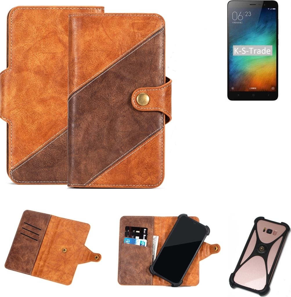 K-S-Trade Handy-Hülle Schutz-Hülle Bookstyle Case Wallet-Case kompatibel mit Xiaomi Redmi Note 3 (32 GB) Handy Cover Bumper Kantenschutz Smartphone