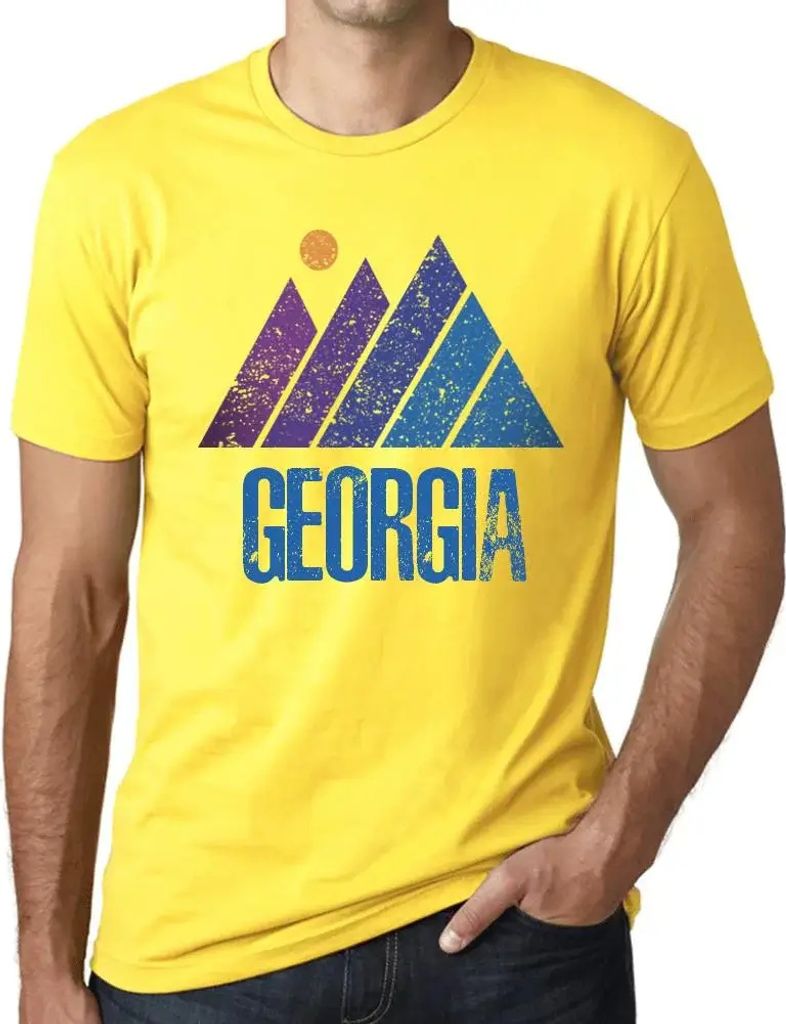 Herren Grafik T-Shirt Bergland Georgien – Mountain Georgia – Öko-Verantwortlich Vintage Jahrgang Kurzarm Lustige Druck Geburtstag Geschenk Mann