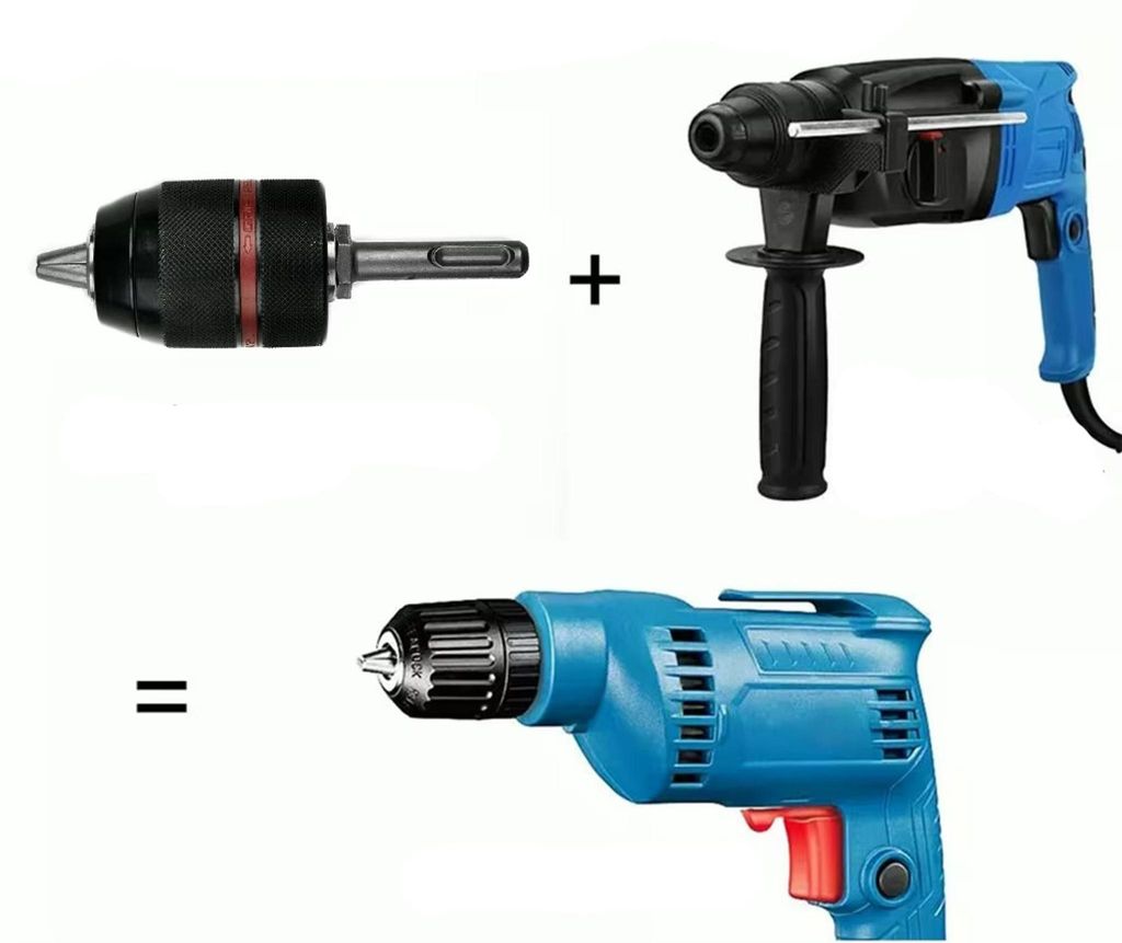 QuickChuck SDS+ 1/2"" 2-13 mm - Schnellspann-Bohrfutter + Adapter | Für SDS+ Bohrer und Bohrhämmer | Rechts / Links | Kein Schlaganfall