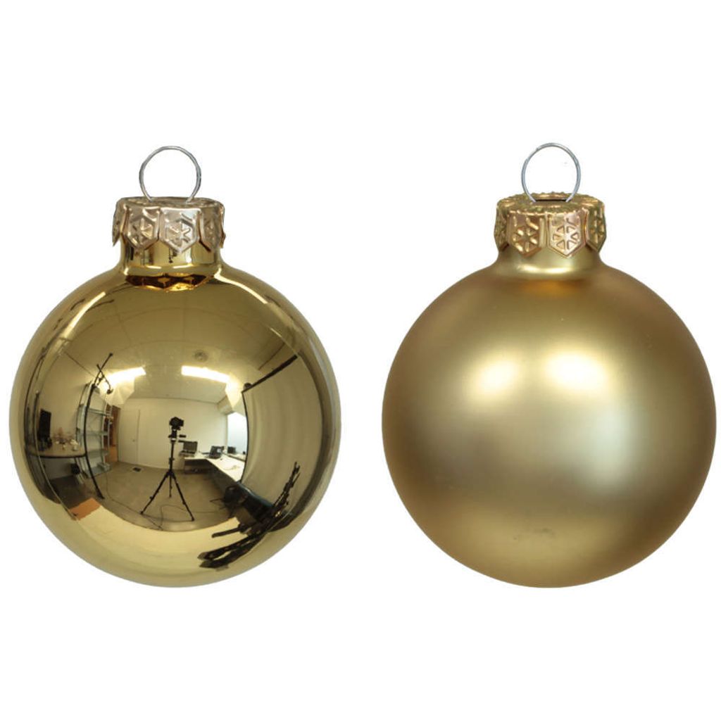 16 Weihnachtskugeln Glas 30mm Christbaumkugel Baumschmuck Weihnachten 3cm, Menge:1 Pack, Farbe:Bright Gold Combi