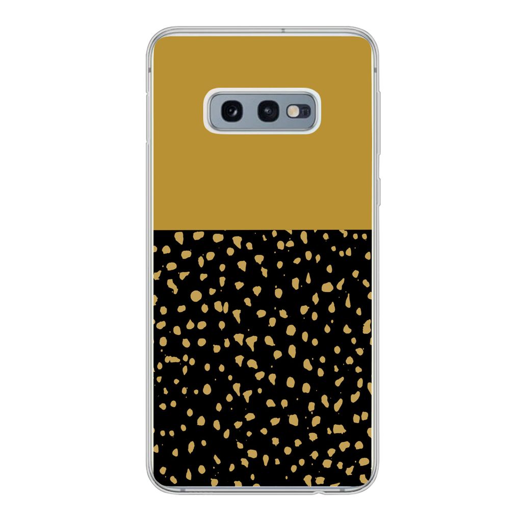 MuchoWow Handyhülle Schutzhülle Hülle für Samsung Galaxy S10e Polka dots - Ockergelb - Schwarz Silikon Softcase Handy Hülle - Handy