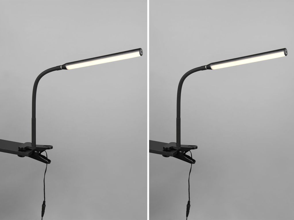 2er SET moderne LED Klemmleuchte Leselampe Schwarz Touch dimmbar & 3 Lichtfarben