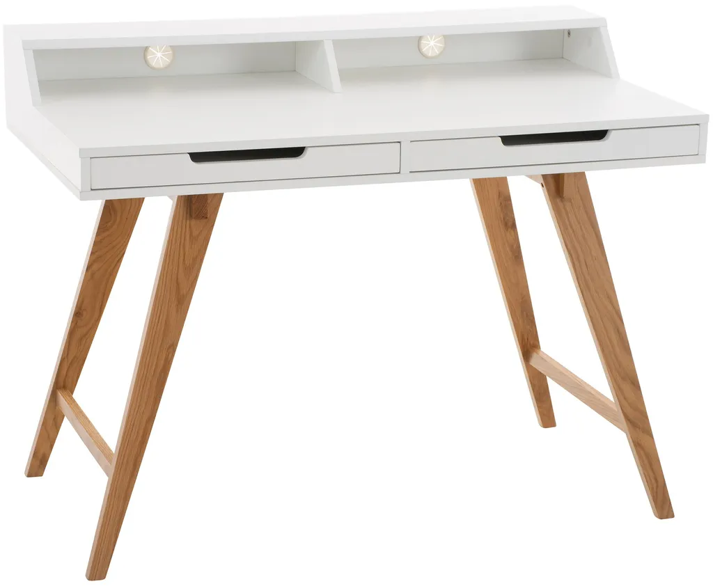 Bureau de télétravail Eaton 110 cm blanc et bois chêne spécial petits espaces