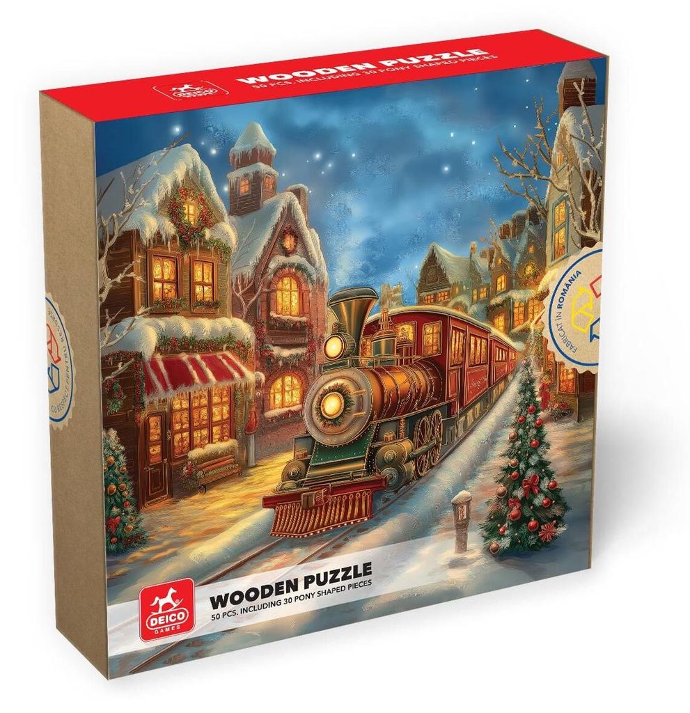 Holzpuzzle „Der Zug des Weihnachtsmanns“ – HDF, 50 Teile, Sonderformen