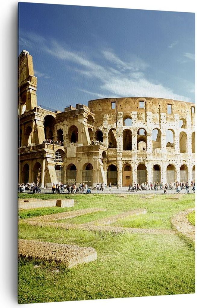 Bild auf Leinwand - LeinWandbild Einteilig - Archäologie Architektur Italien Kolosseum - 80x120cm - Wand Bild - Wandbilder - Leinwanddruck - Wandd...