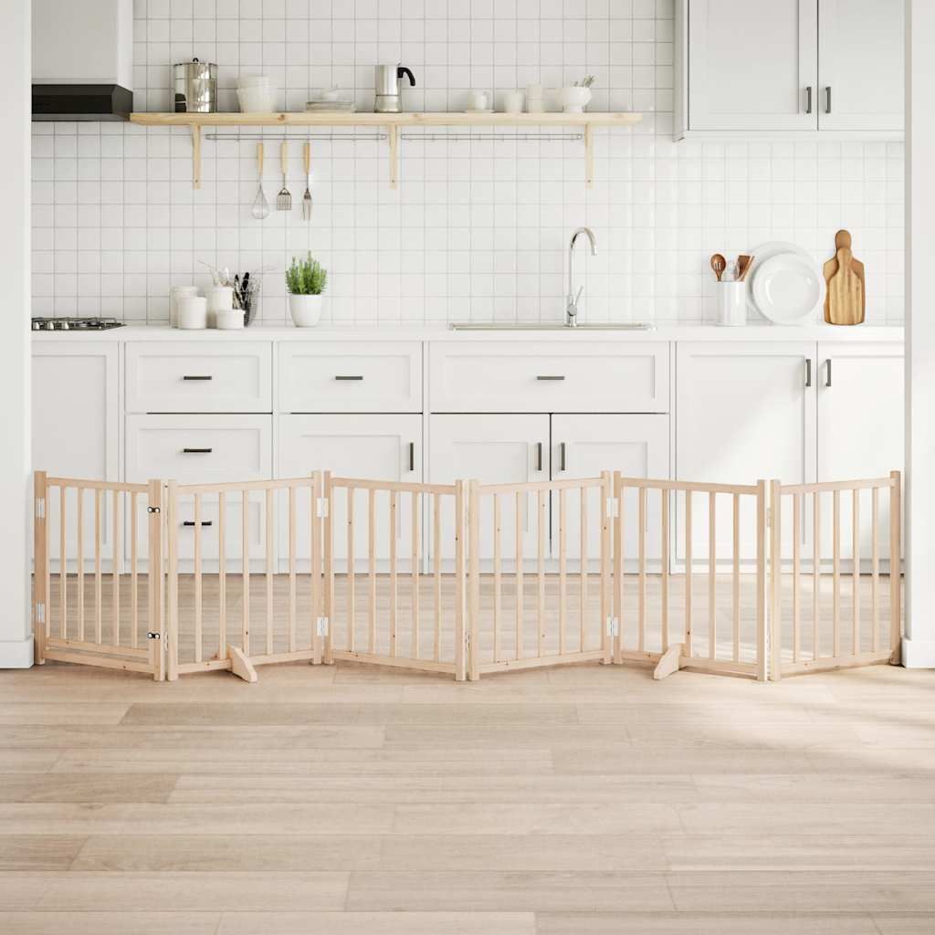 (Design 2026)6-tlg. Hundetor mit Tür Faltbar 300cm Massivholz Tanne Promotion751102 - Sonstiges Hundezubehör
