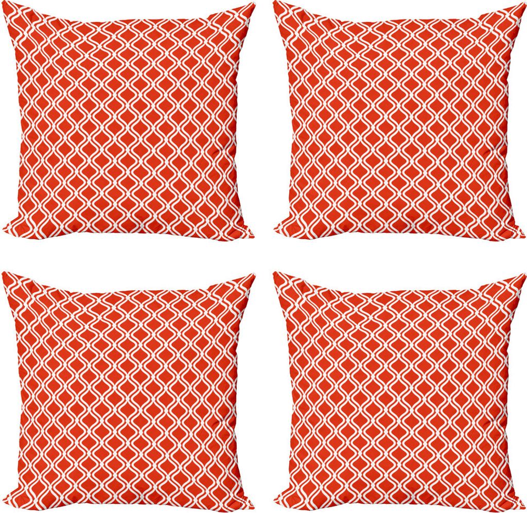 ABAKUHAUS Jahrgang Kissenbezug Set (4 Stück), Abstrakt Warmer Farbton Lattice, Moderner Doppelseitiger Digitaldruck, 40 cm x 40 cm, Vermilion und ...