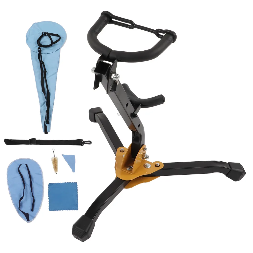 Support saxophone alto en acier noir robuste et kit écouvillon pro