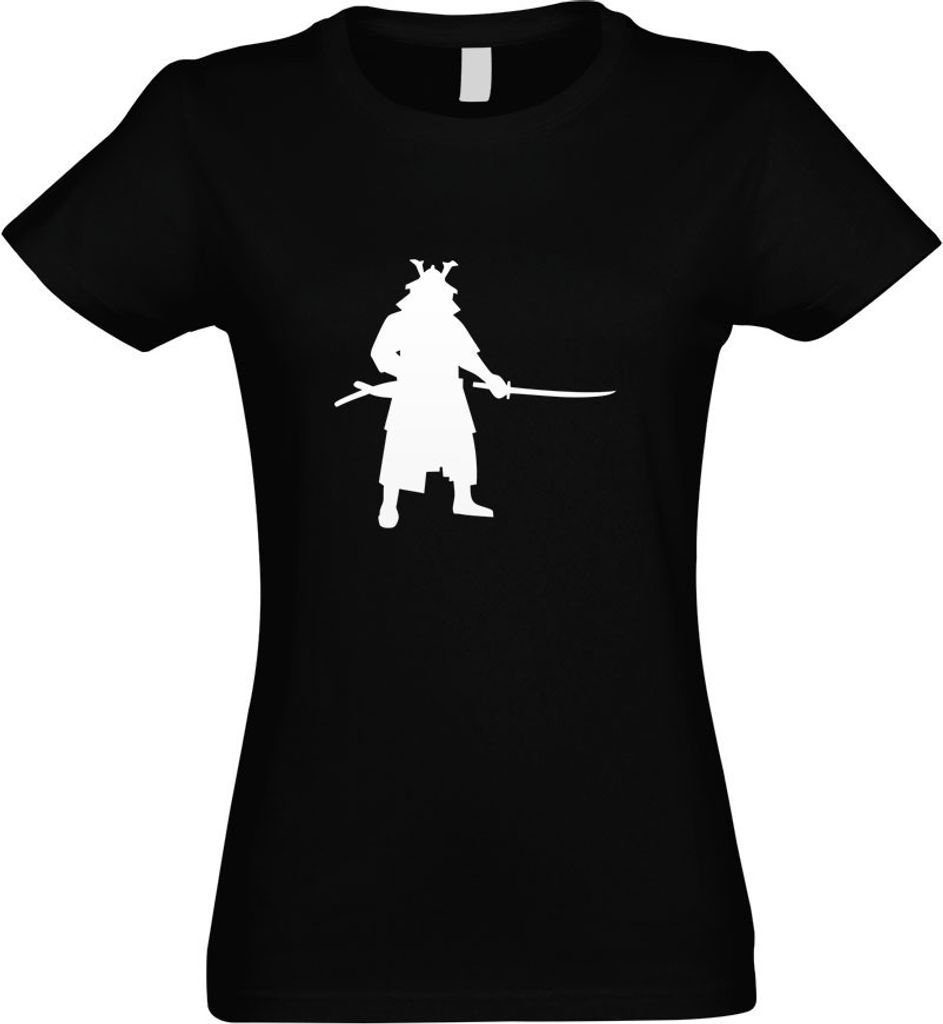 Kiwistar - T-Shirt tailliert - Damen - schwarz - Samurai Bushi Kämpfer - mit Motiv Bedruckt - Funshirt Design - Sport - Freizeit - Damen - S