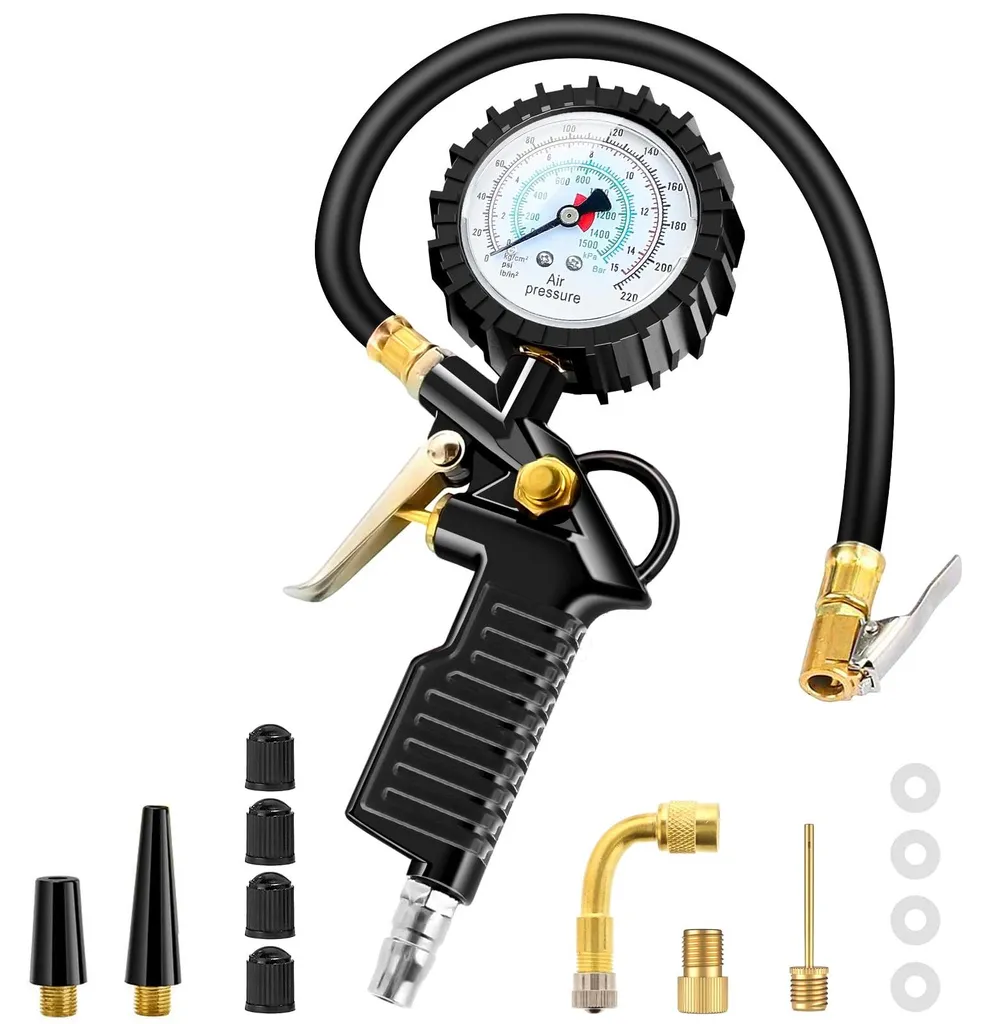Testeur de pression pneus 220 PSI multifonction avec écran LCD bleu