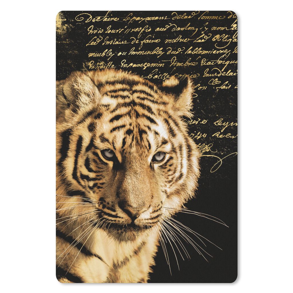 MuchoWow Mauspad Mousepad Tiger - Text - Gold 18x27 cm - Mousepads - Maus Mat - Pad - Mausunterlage
