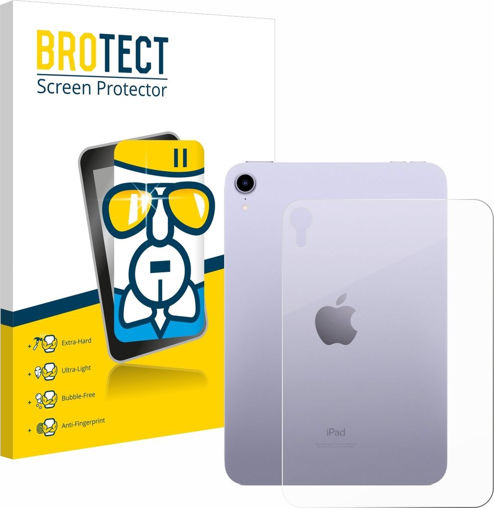 BROTECT Schutzglas für Apple iPad Mini 7 WiFi 2024 (Rückseite) Schutzfolie Panzer Folie Glas Display Schutz klar