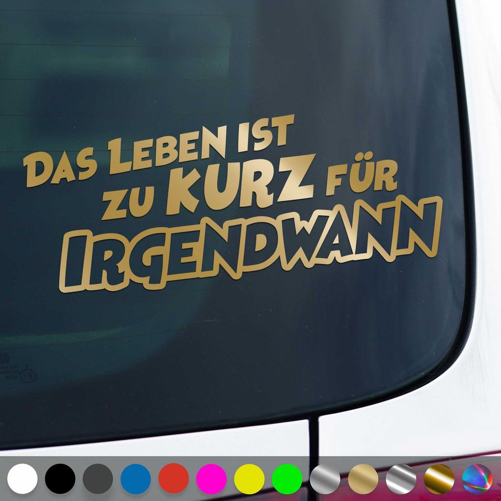 PantherPixel Das Leben Ist Zu Kurz Aufkleber Für Irgendwann Reisen Sticker Auto Geschenkidee Farbe Gold