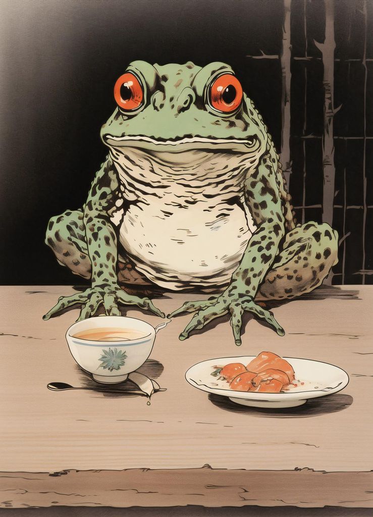 Plakat 13x18cm Abendessen im Bambuswald