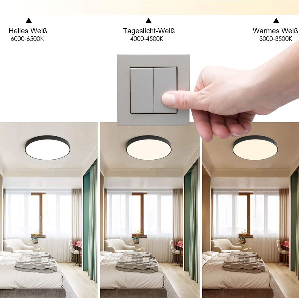 48W 50CM Led stropní světlo černé stmívatelné 3 barevné Obrázek produktu 5