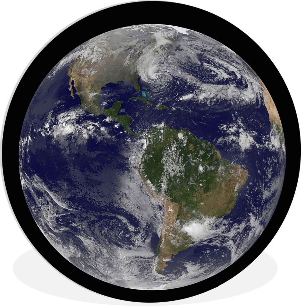 MuchoWow Rundes Wandbild - Runde Bilder Satellitenbild von Amerika umgeben von blauem Ozean Ø 30 cm Kreis Wanddekoration Kunststoff - Wandkreis ...
