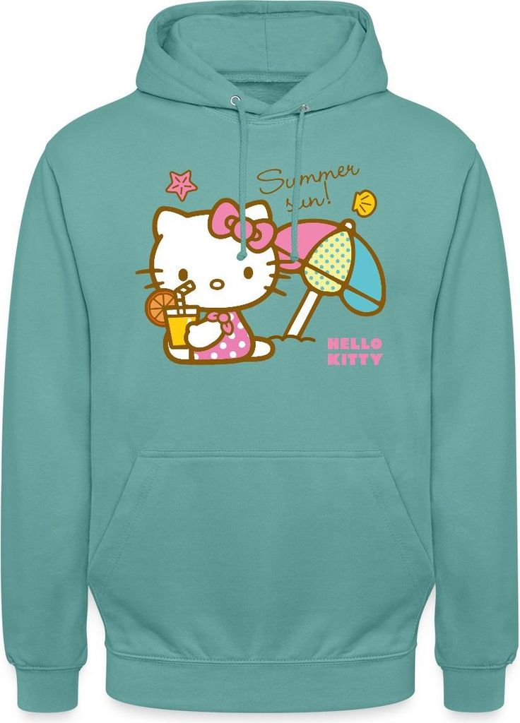 Spreadshirt Hello Kitty Am Strand Summer Sun Uni Hoodie, XL, Pastelltürkis