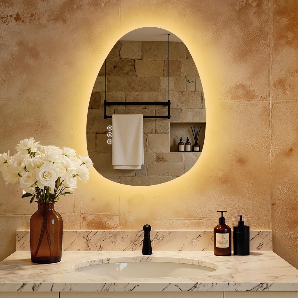 S'AFIELINA Miroir de salle de bain 60×45cm Miroir lumineux Image du produit 