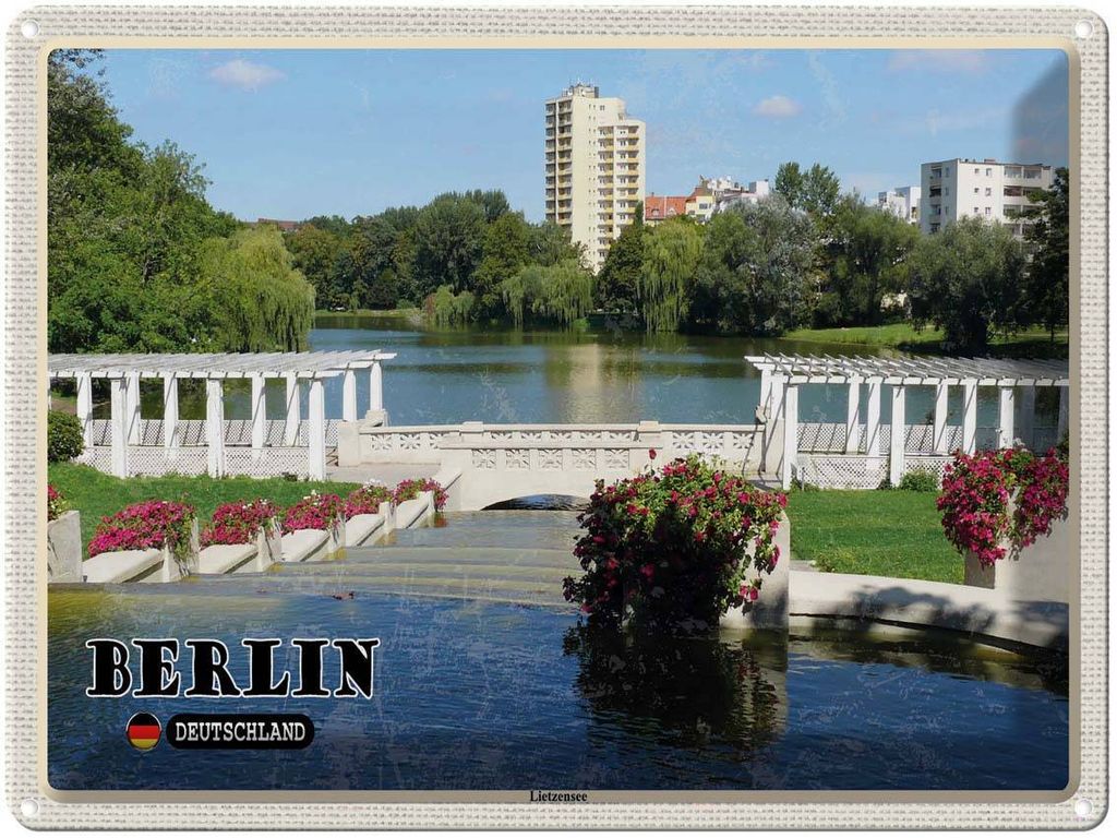 vianmo Blechschild 30x40 cm Berlin Deutschland Lietzensee Bildmotiv Reisemotiv Abenteuer Reisen Straße Stadt Urlaub