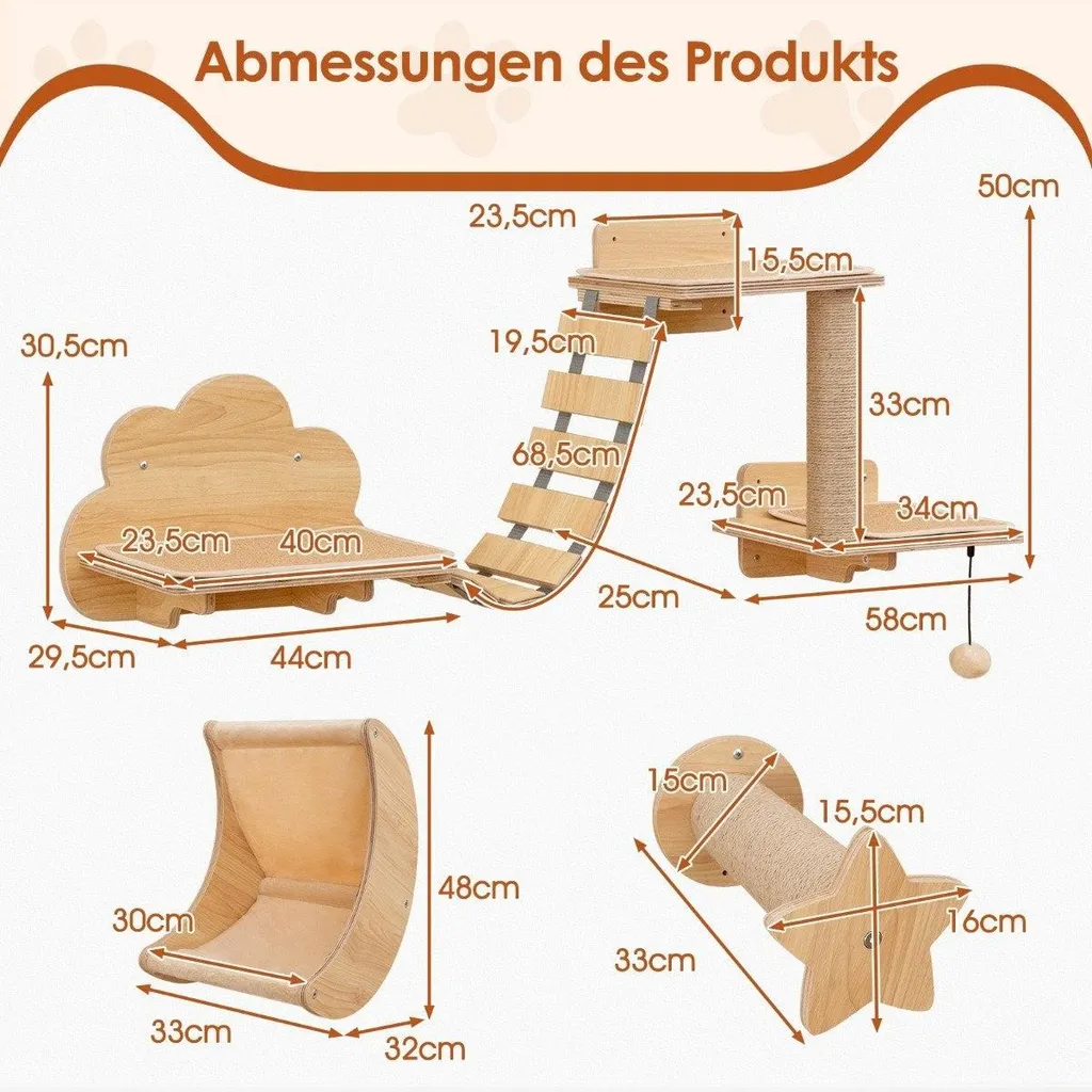 Ensemble escalade chat - 6 modules robustes avec hamac tout confort gris - 2