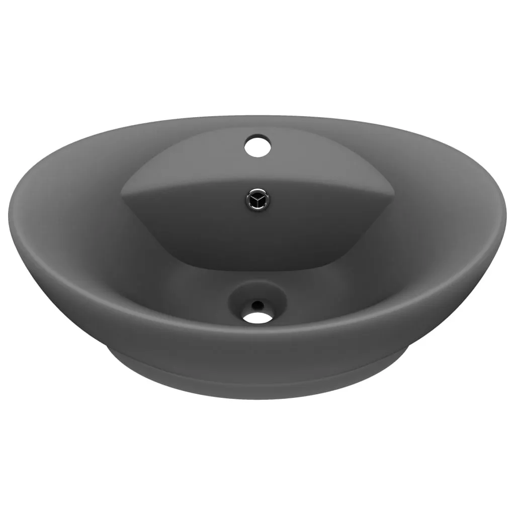 Lavabo Appoggio Grigio Scuro Opaco 58,5x39 cm vidaXL | Design Bagno
