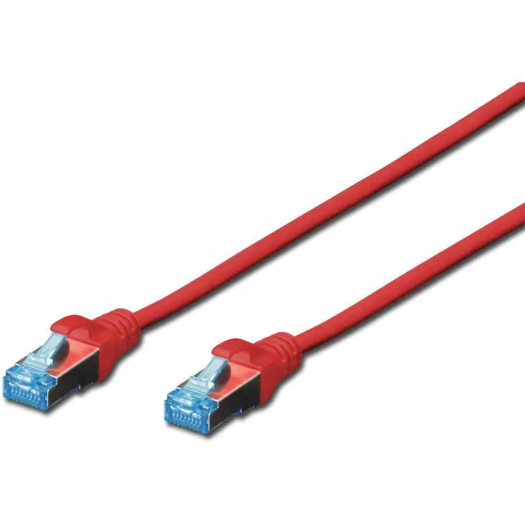 Câble réseau SF/UTP Cat 5e 3m rouge blindage renforcé contre interférences