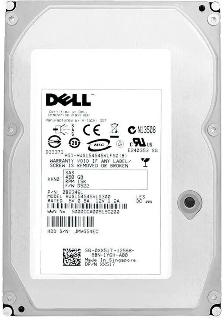 HDD Dell 450GB 15000Rpm SAS 3,5'' 0XX517 HUS154545VLS300 Professional