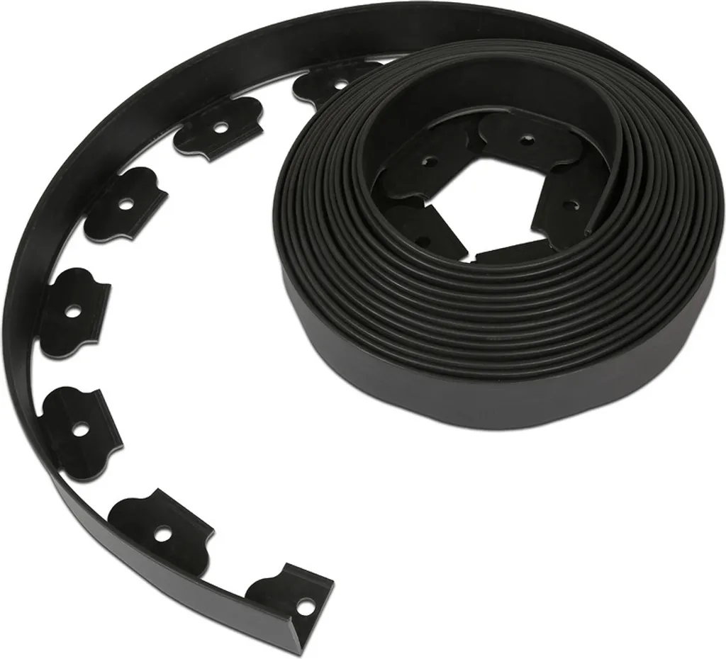 Bordo Per Prato In PVC Nero 20m X 5cm - Kit Con 60 Picchetti - Flessibile Per Aiuole E Viali