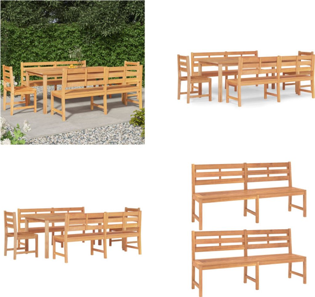 vidaXL 5 tlg. Garten Essgruppe Massivholz Teak - Garten Essgruppe - Garten Essgruppen - Gartenmöbel - Terrassenmöbel
