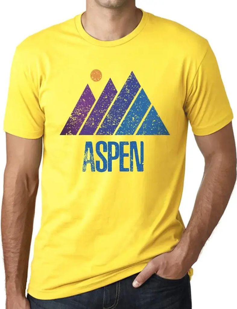 Herren Grafik T-Shirt Bergpappel – Mountain Aspen – Öko-Verantwortlich Vintage Jahrgang Kurzarm Lustige Druck Geburtstag Geschenk Mann
