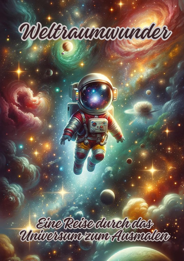 Malbuch Weltraumwunder: Weltraumszenen mit Galaxien, Planeten und Nebeln