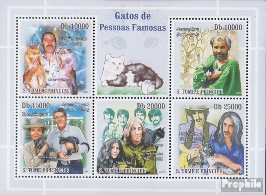 Briefmarken Sao Tome e Principe 2009 Mi 4248-4252 Kleinbogen (kompl.Ausg.) postfrisch Katzenbesitzer