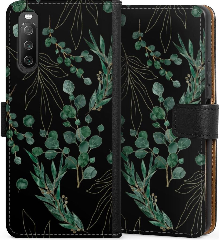 DeinDesign Klapphülle für Sony Xperia 10 IV Handytasche Lederhülle Tasche Blätter Natur Eukalyptus